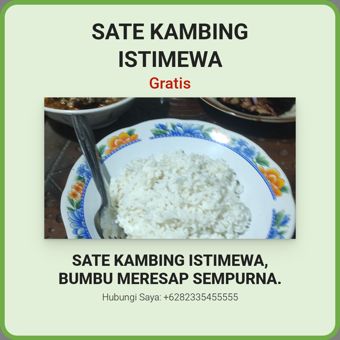 Promosi Sate Kambing Istimewa