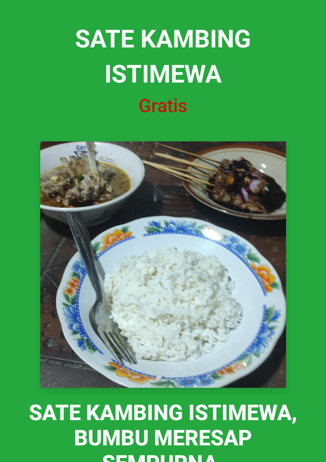 Promosi Sate Kambing Istimewa