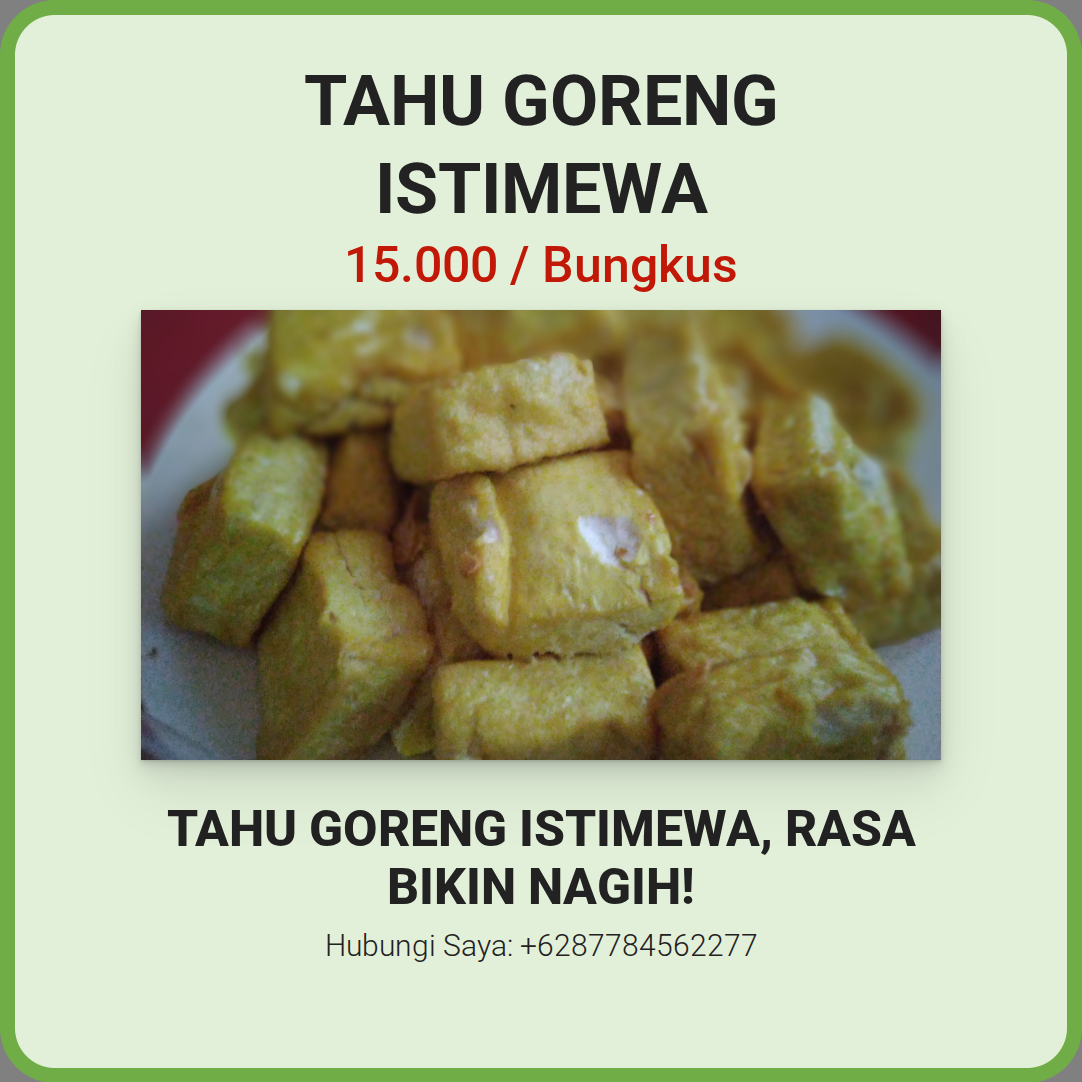 Promosi Tahu Goreng Istimewa